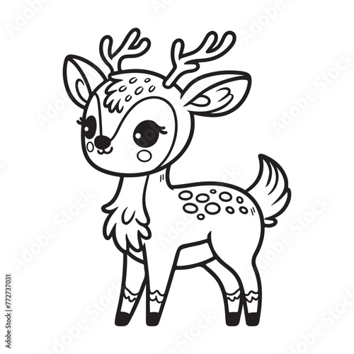 Line art of deer cartoon vector