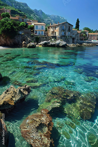 A village beside a beach with cyrstal clear seawater