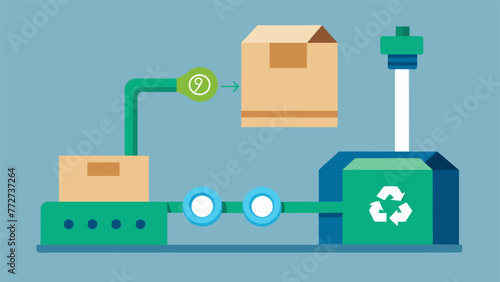 Closeup of a specialized machine transforming recycled paper into sy cardboard boxes a key element in developing sustainable packaging