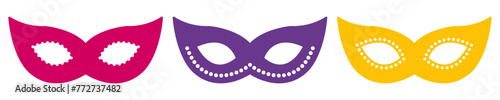 Carnival mask silhouettes vector set.