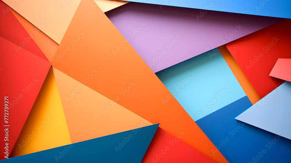 A colorful abstract background with triangles and squares. The colors are bright and the shapes are. The image has a playful and energetic mood A colorful abstract background with triangles and squares. The colors are bright and the shapes are. The image has a playful and energetic mood