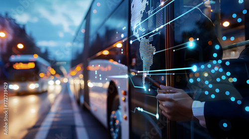 Global business internet network connection iot internet of things business intelligence concept bus. generative ai.