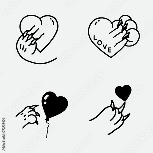 paw scratching heart illustration