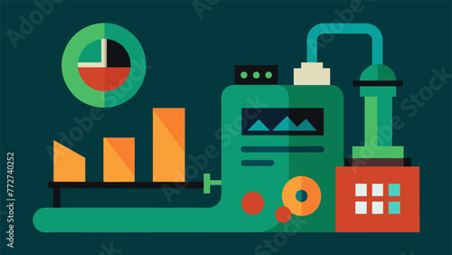 A macro shot of a machine with a digital display showing realtime energy consumption data illustrating the factorys focus on reducing its