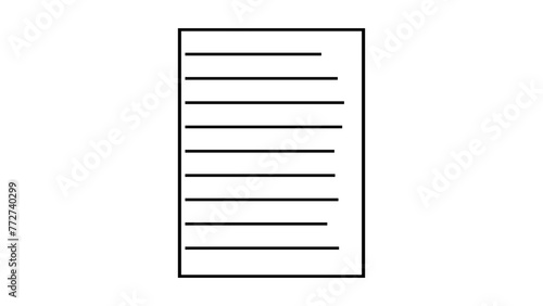 Blank lined paper sheet icon simple black lines on white background. © AT_Stock