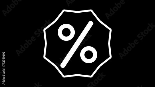 Percentage icon animated on a black background. photo