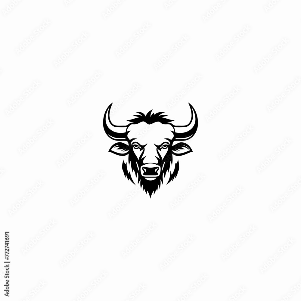 Buffalo logo design vector flat illustration Buffalo logo design vector flat illustration