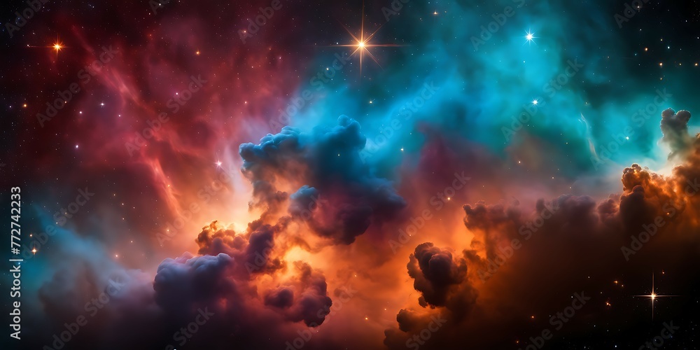 Galactic Nebula. Vivid Space, Night Sky Stars. Celestial Science. Supernova Background Wallpaper.