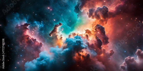 Cosmic Stardust. Colorful Galaxy, Celestial Night Sky. Universe Astronomy. Supernova Background Wallpaper. © nocstic