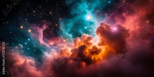 Astral Nebula. Colorful Space  Starlit Cosmos. Stellar Universe. Supernova Background Wallpaper.