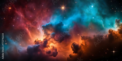 Galactic Nebula. Vivid Space  Night Sky Stars. Celestial Science. Supernova Background Wallpaper.