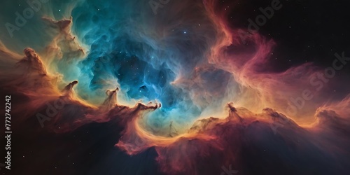 Vibrant Galactic Nebula. Cosmic Sky Starscape. Stellar Realm Astronomy. Supernova Background Wallpaper.