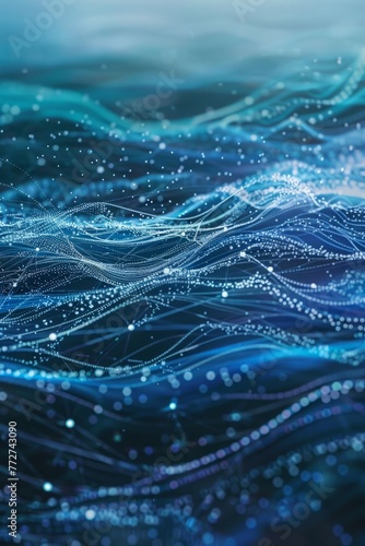 An abstract representation of the internet as a vast ocean, with websites and data streams flowing like currents, connecting users across the digital expanse, Generative AI