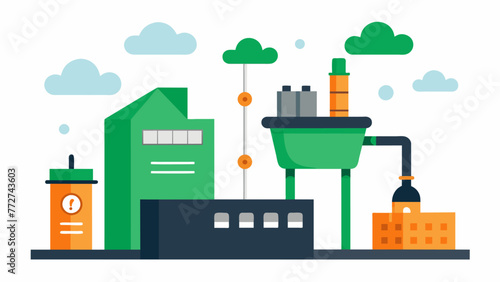 The factorys waste management area showcases a compact sophisticated system for properly disposing and tracking carbonheavy byproducts.