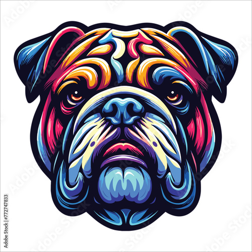 Colorful Bulldog head vector