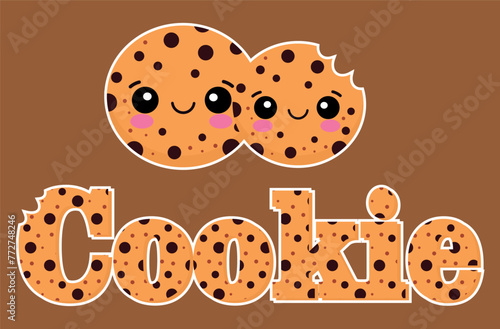 Cute cookie with the text Cookie, with the cookie-shaped font