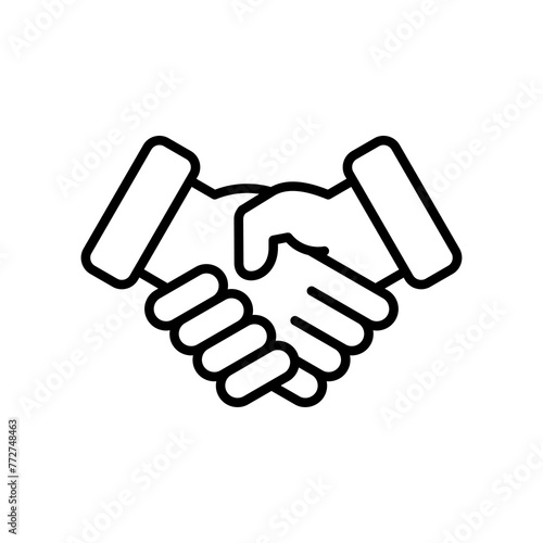 handshake icon in black color in outline style