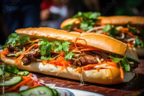 Vietnamese banh mi in a street market of a Hoi An village.