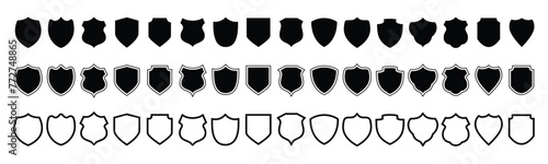 Shield icons set. Protect shield vector. Collection of security shield icons with contours and linear signs. 