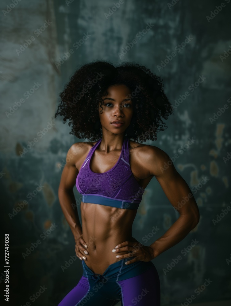 Obraz premium Athletic African American woman. Health and beauty, sports and active lifestyle.