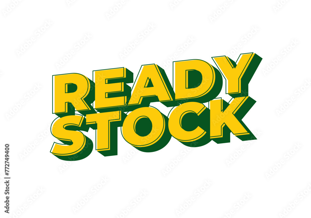 Ready stock. Text effect in 3 dimension style in yellow green color Ready stock. Text effect in 3 dimension style in yellow green color