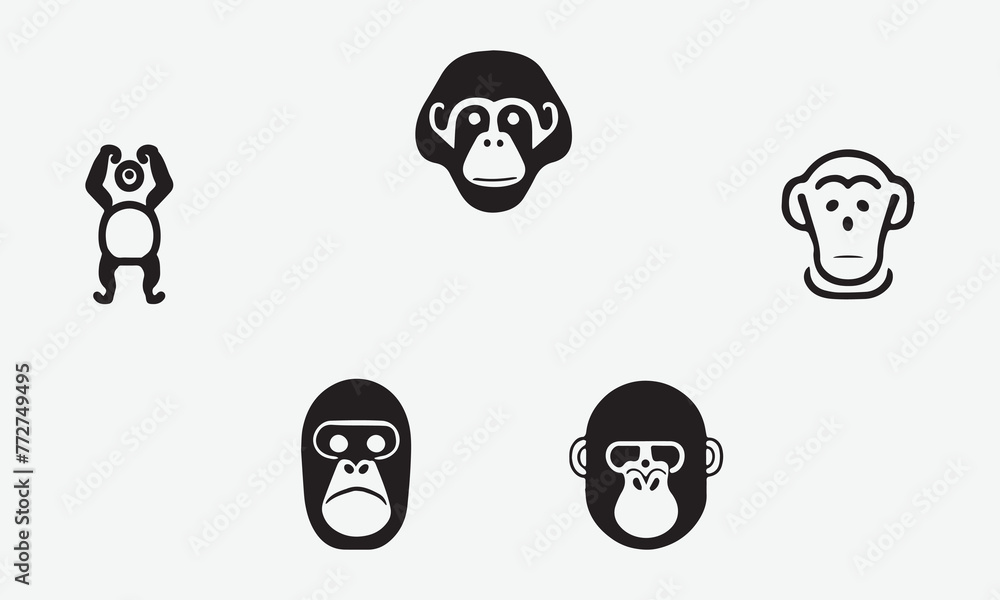 Illustration Bonobo Black icon EPS 10 And JPG Design