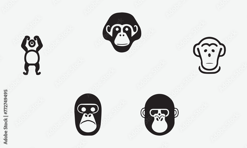 Illustration Bonobo Black icon EPS 10 And JPG Design Illustration Bonobo Black icon EPS 10 And JPG Design