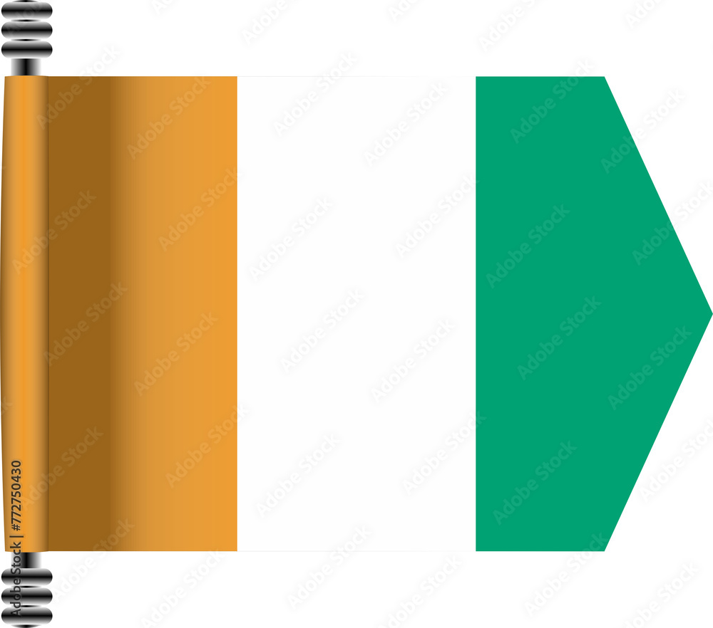 COTE D'IVOIRE FLAG ROLLED EFFECT