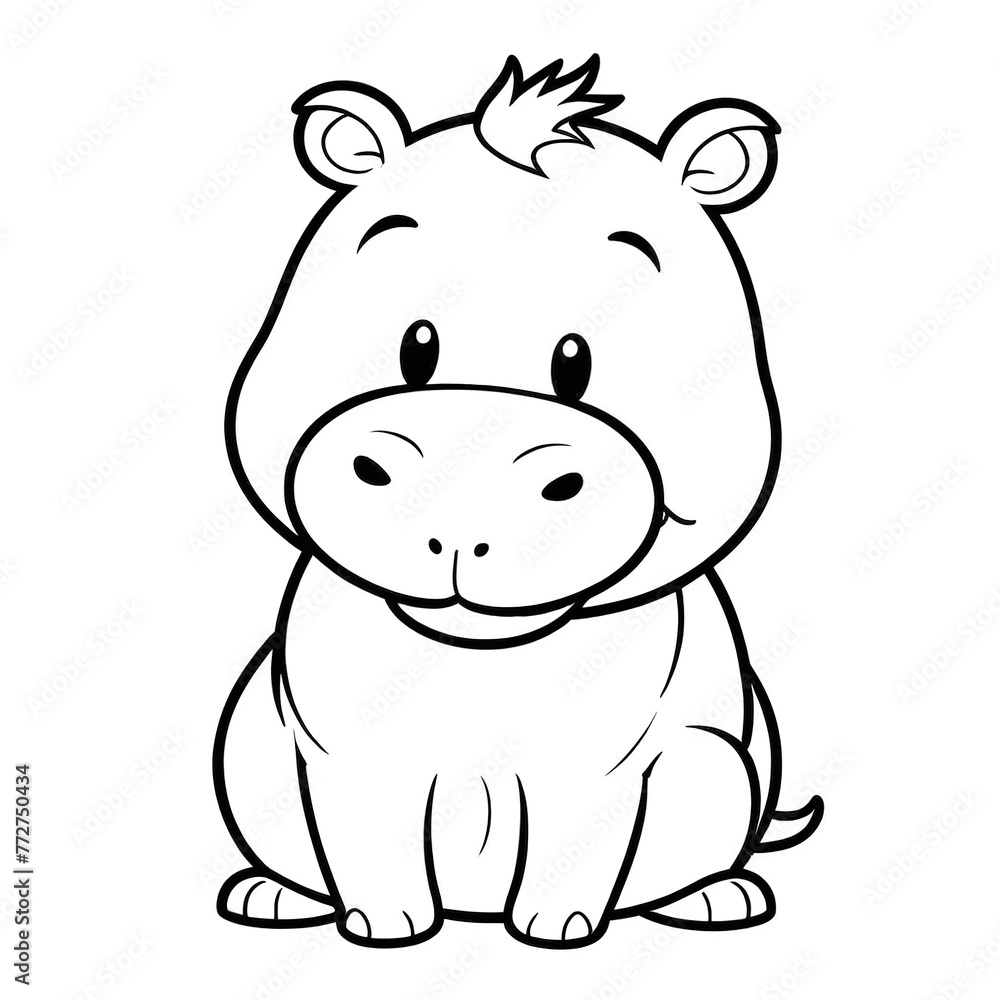a cartoon hippopotamus with long hair