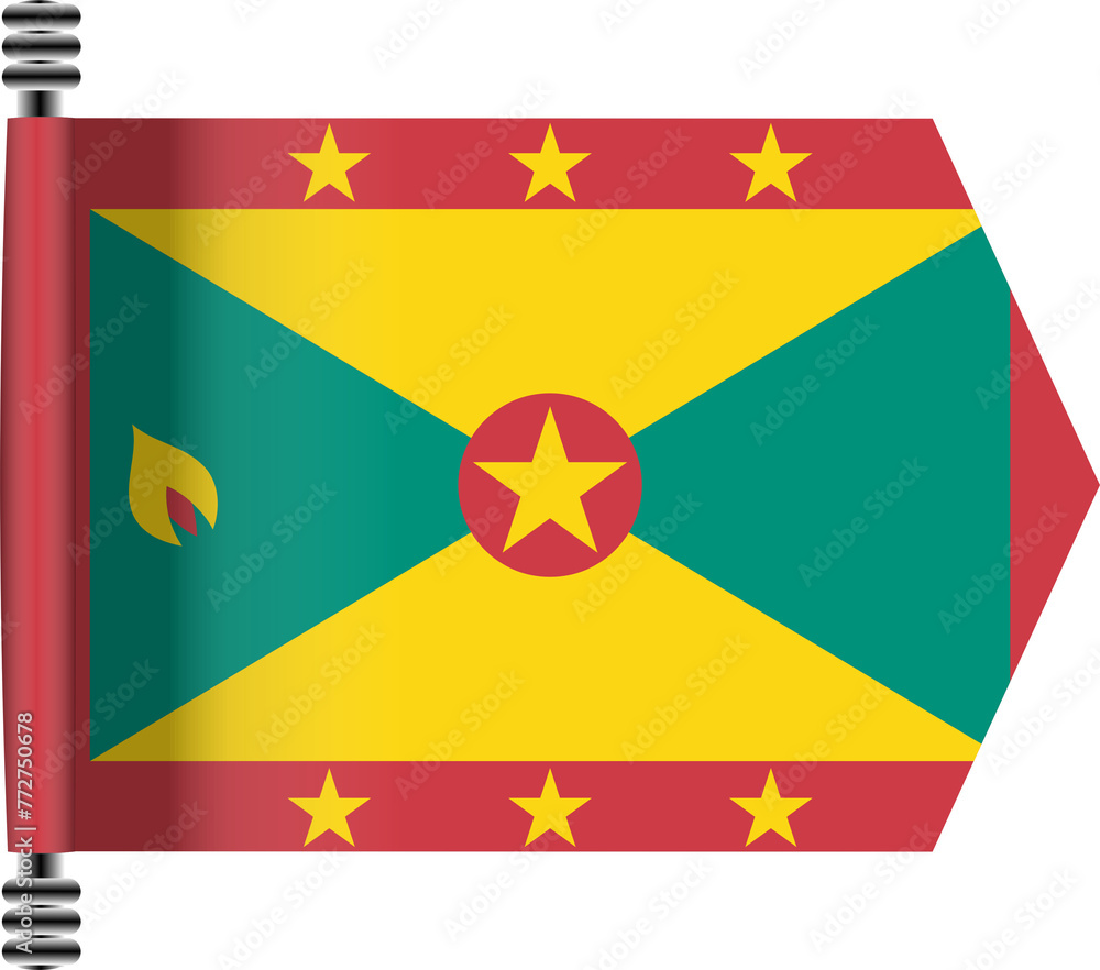 GRENADA FLAG ROLLED EFFECT GRENADA FLAG ROLLED EFFECT