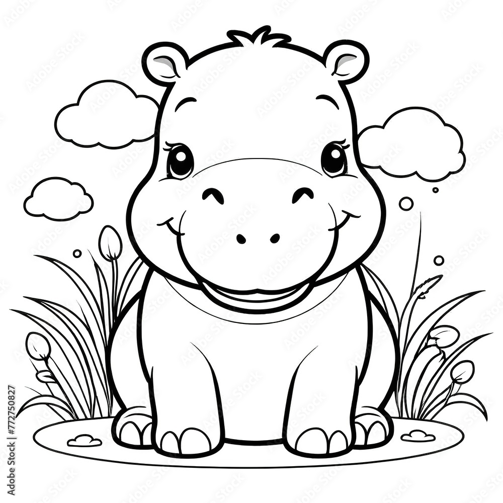 a hippo in the grass coloring page a hippo in the grass coloring page