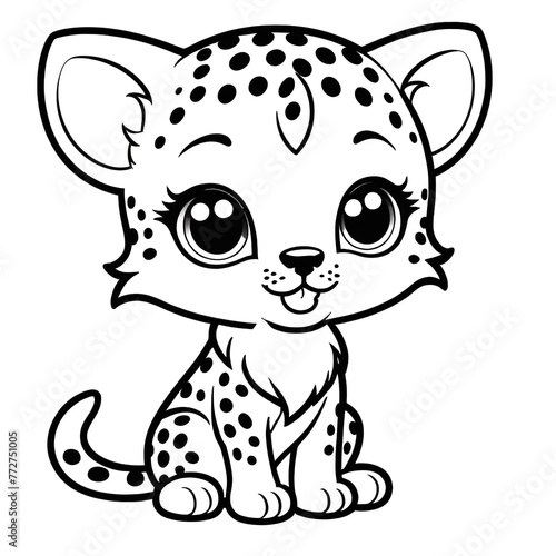 a cute little leopard cub sitting down