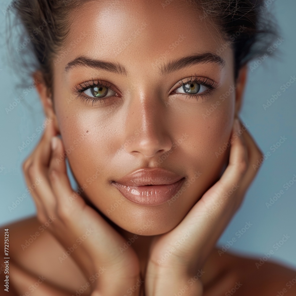 Beautiful African American woman, glowing perfect skin, beauty industry, beauty and health. Beautiful African American woman, glowing perfect skin, beauty industry, beauty and health.