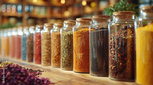 Exotic spice shop, rare and aromatic seasonings, colorful and multicultural