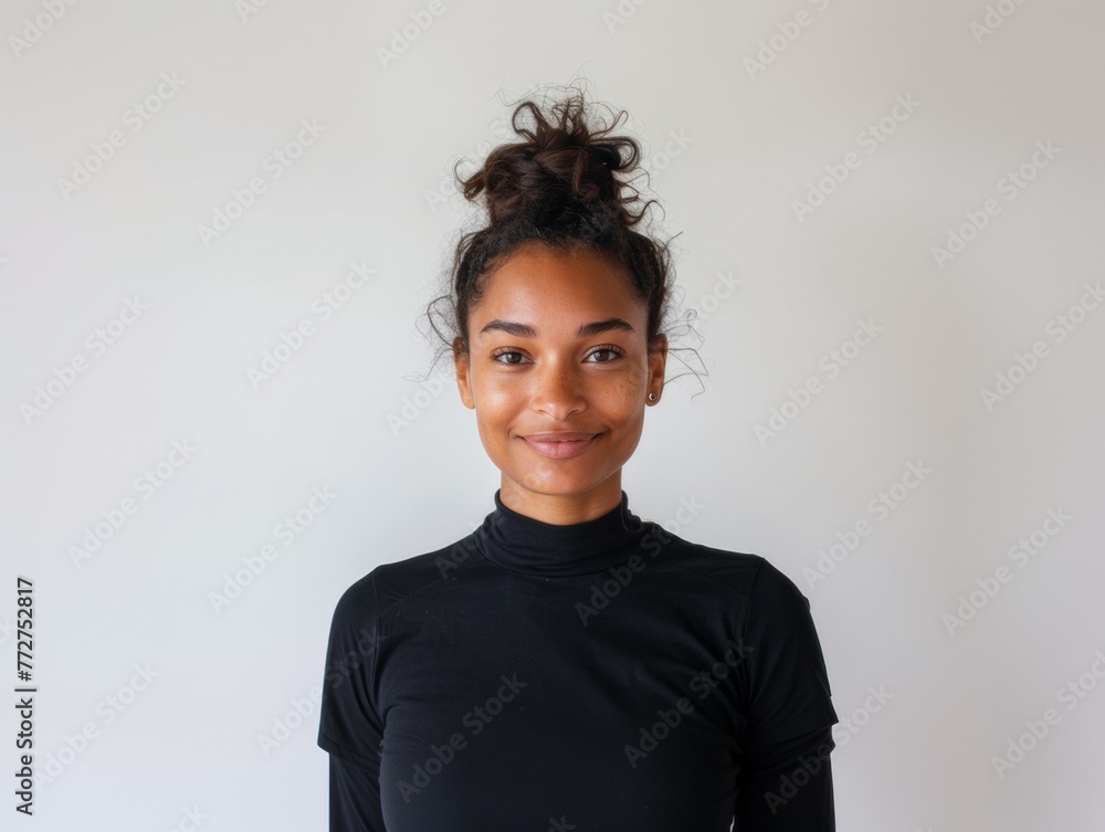 Fototapeta premium Beautiful African American woman, glowing perfect skin, beauty industry, beauty and health.