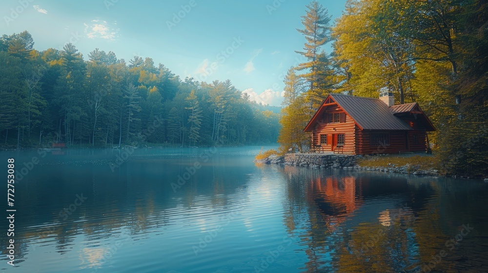 Rustic lakeside fishing lodge, tranquil escape, nature connection Rustic lakeside fishing lodge, tranquil escape, nature connection