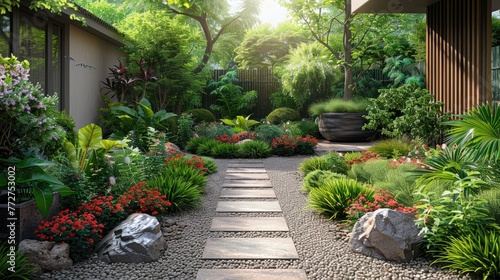Professional landscapers designing and implementing a beautiful garden project