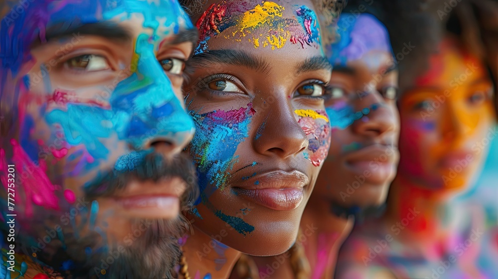 Obraz premium Street artists creating a mural, community and expression