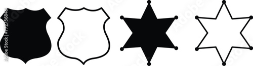 Black vector Sheriff star on white background