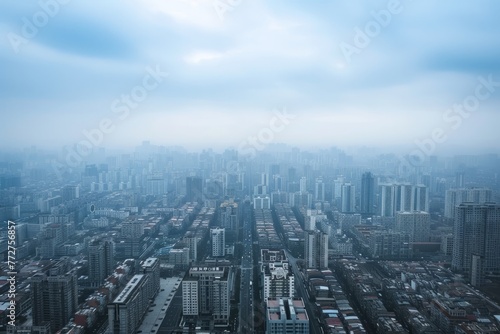 A deserted cityscape stretching out into the distance  with rows of buildings fading into the horizon  and the empty expanse of urban sprawl extending as far as the eye can see  Generative AI