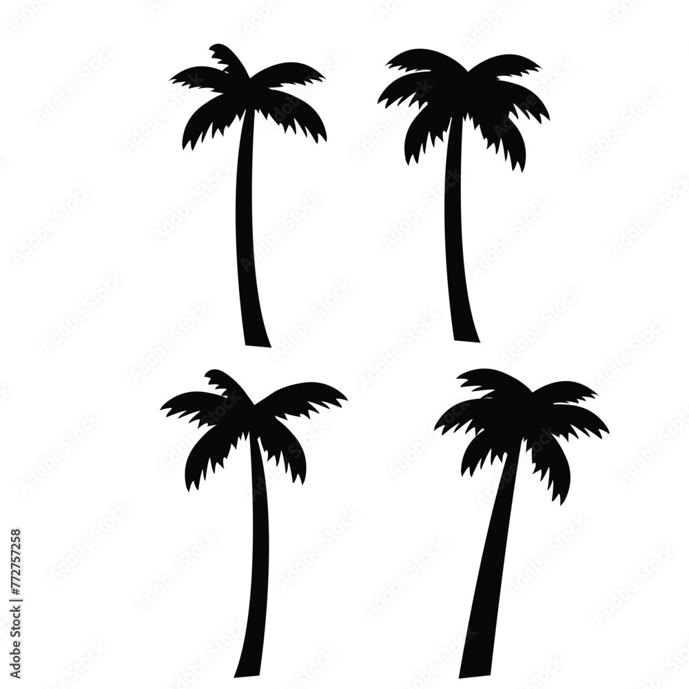 Fototapeta premium Palm tree silhouette. palm trees set