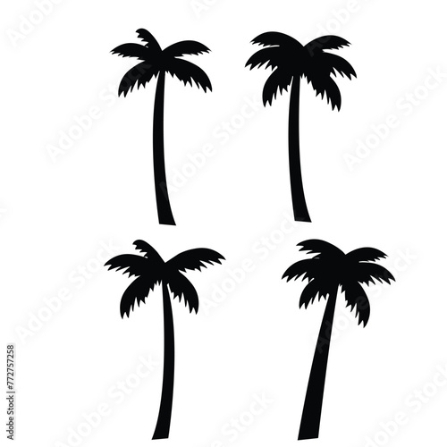 Palm tree silhouette. palm trees set