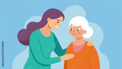 An adult daughter helps her elderly mother with her daily routine their shared history and understanding of each others needs creating a