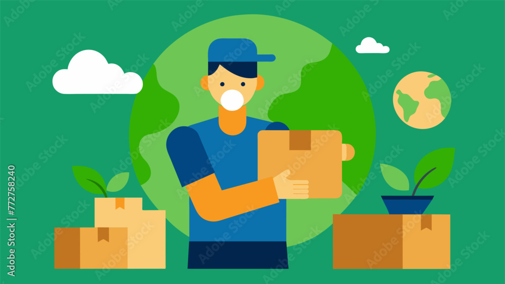 Zoomed in shot of a worker using environmentally friendly materials and ods to package goods exemplifying the concept of reshoring and reducing Zoomed in shot of a worker using environmentally friendly materials and ods to package goods exemplifying the concept of reshoring and reducing