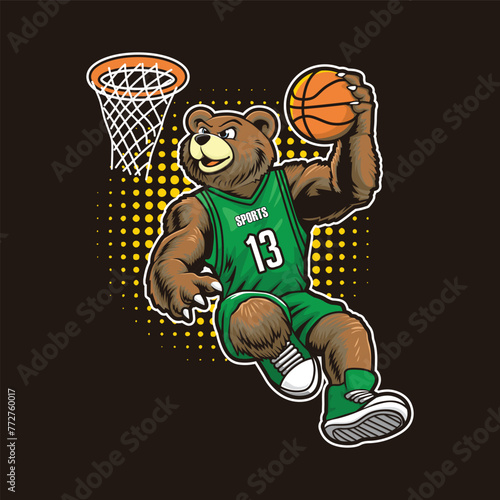 bears playing basketball vector illustration design