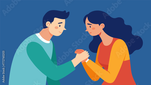 A spouse gently squeezing their partners hand during a difficult discussion showing their solidarity and comfort.