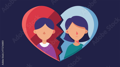 A heart split in half symbolizing the emotional pain and heartbreak that can be felt by both children and parents during a divorce or