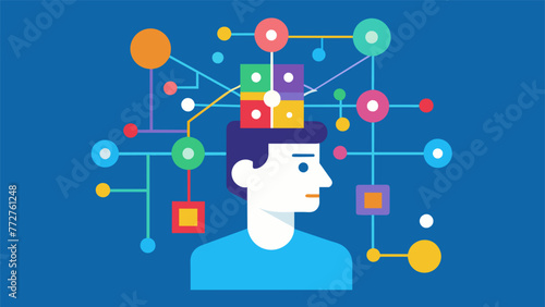 An illustration of a programmers mind as they try to untangle a web of complex algorithms and data structures. The interconnectedness of their