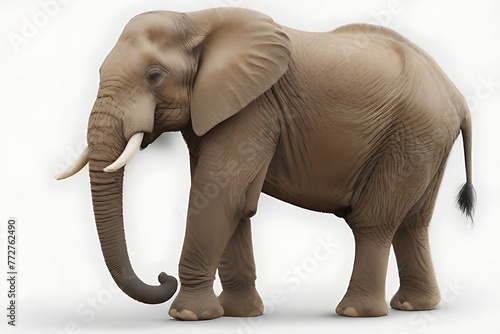 African elephant isolated on white background.