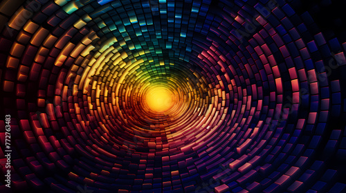 Abstract mosaic circle concentric colorful glitter background